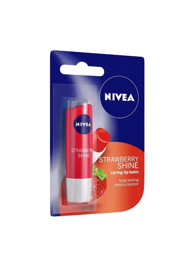Nivea Strawberry Fruit Shine Lip Care, 4g (Pack of 3) - Image 3